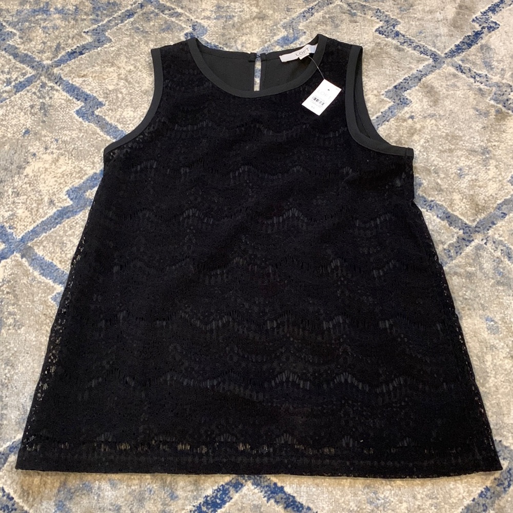 NWT Loft black lace sleeveless tank blouse size xs